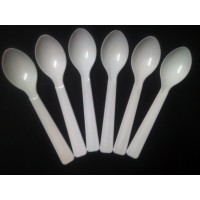 Unbreakable White Plastic Spoon Set – Set of 6 (Microwave Safe )