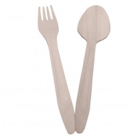 Disposable Party Wooden Spoon & Fork