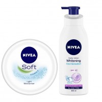NIVEA Whitening Cool Sensation Body Lotion, 400ml + NIVEA Soft Light Moisturing Cream, 100ml Summer Promo Pack