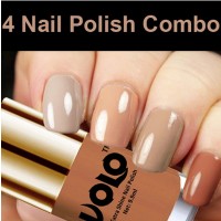 Volo HD Colors High-Shine Long Lasting Non Toxic Professional Nail Polish Set of 4 (Nude Tude)